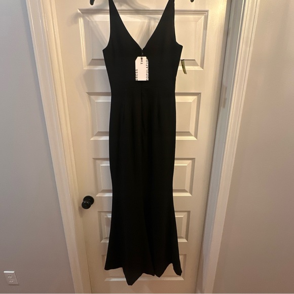 NWT Dress The Population Elegant Ruched Side Slit Maxi Cocktail Gown Black SML - Picture 9 of 9
